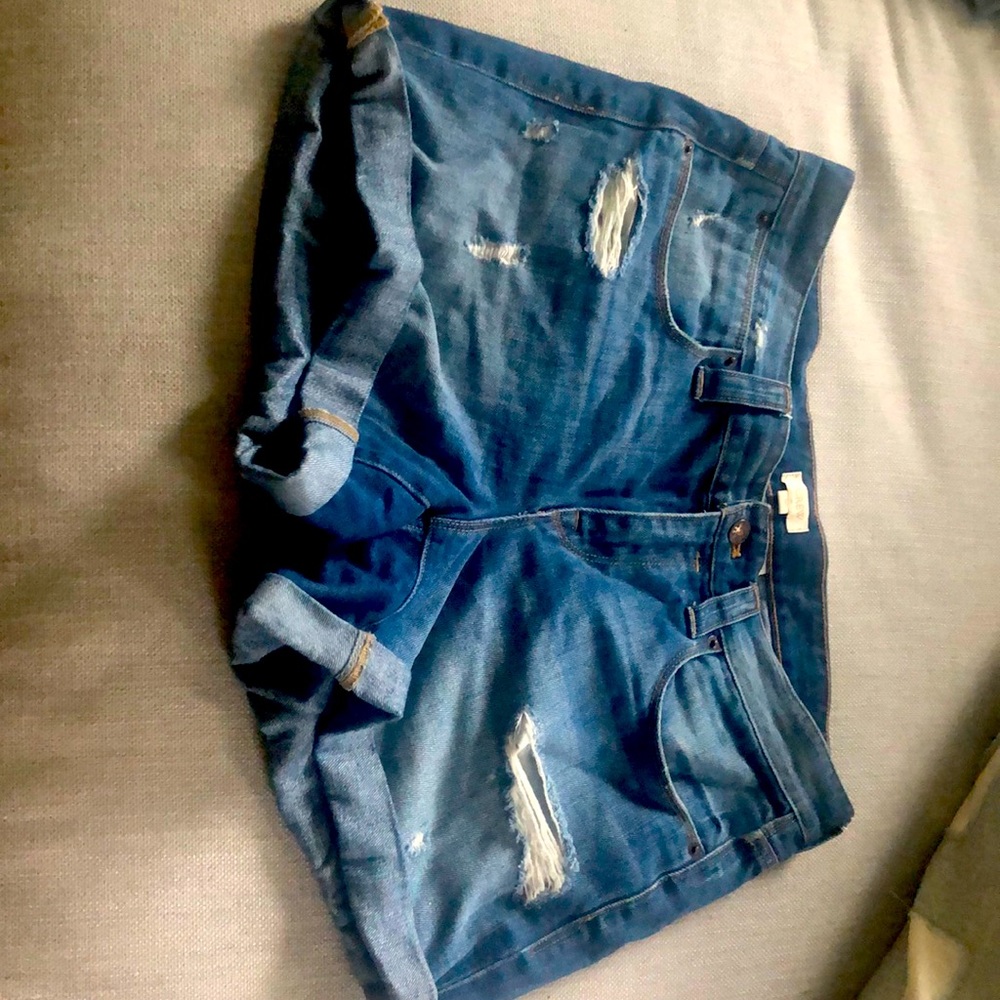 J Crew Denim cuffed short worn distressed details
